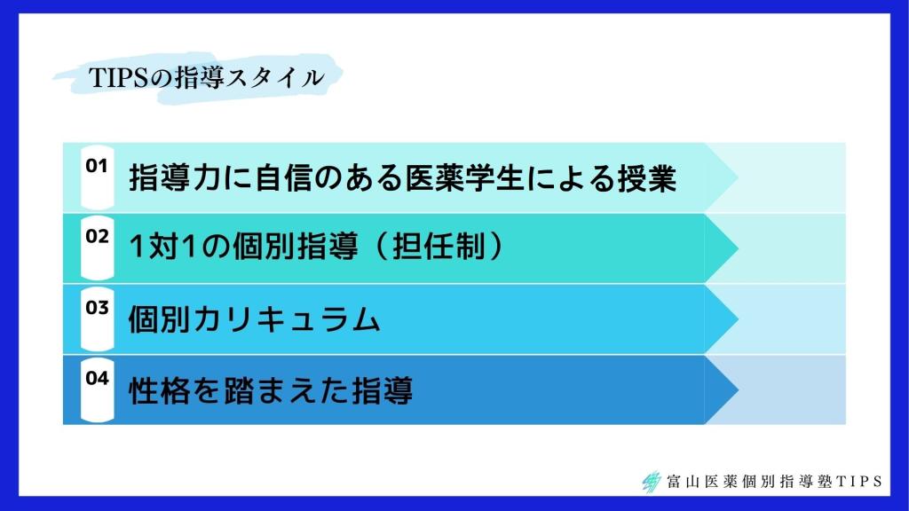 富山医薬個別指導塾ＴＩＰＳの指導方針